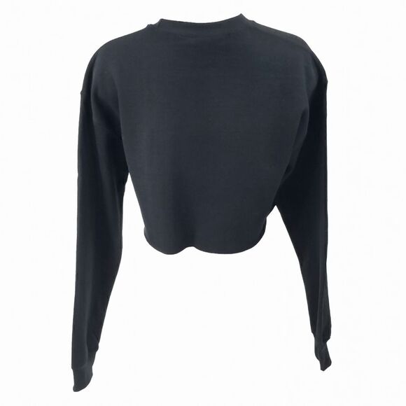 SAN FRANCISCO 49ERS Double Script BLACK Crop Top Pullover Crewneck Sweatshirt - Picture 5 of 5